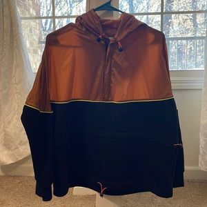 Urban outfitters over shirt rain hoodie black and camel
